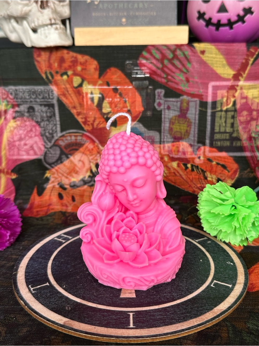 Handmade Pink Buddha Lotus Candle – Spiritual Meditation Decor